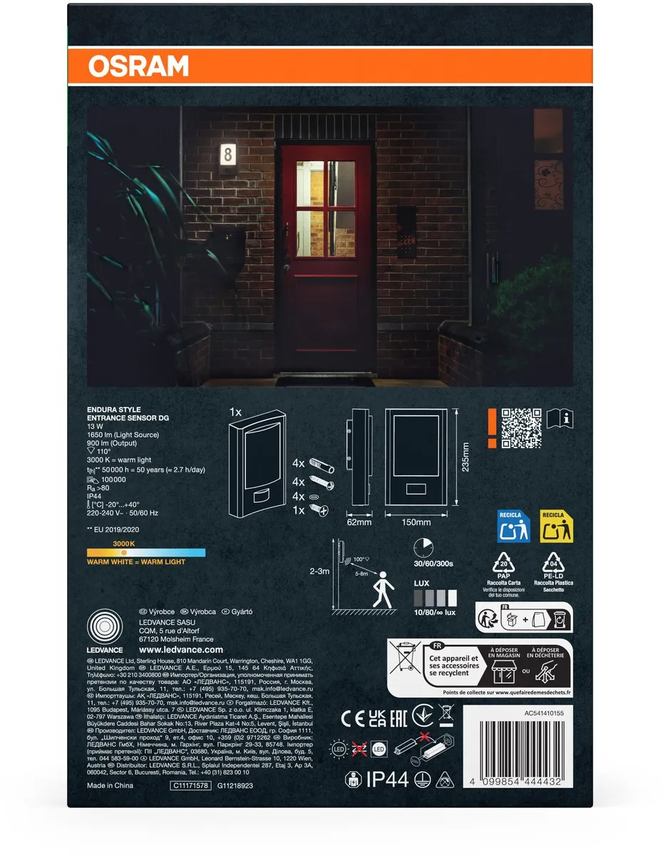 Osram Endura Style Entrance Sensor Donkergrijs 13W - 900lm - afbeelding 6 van 6