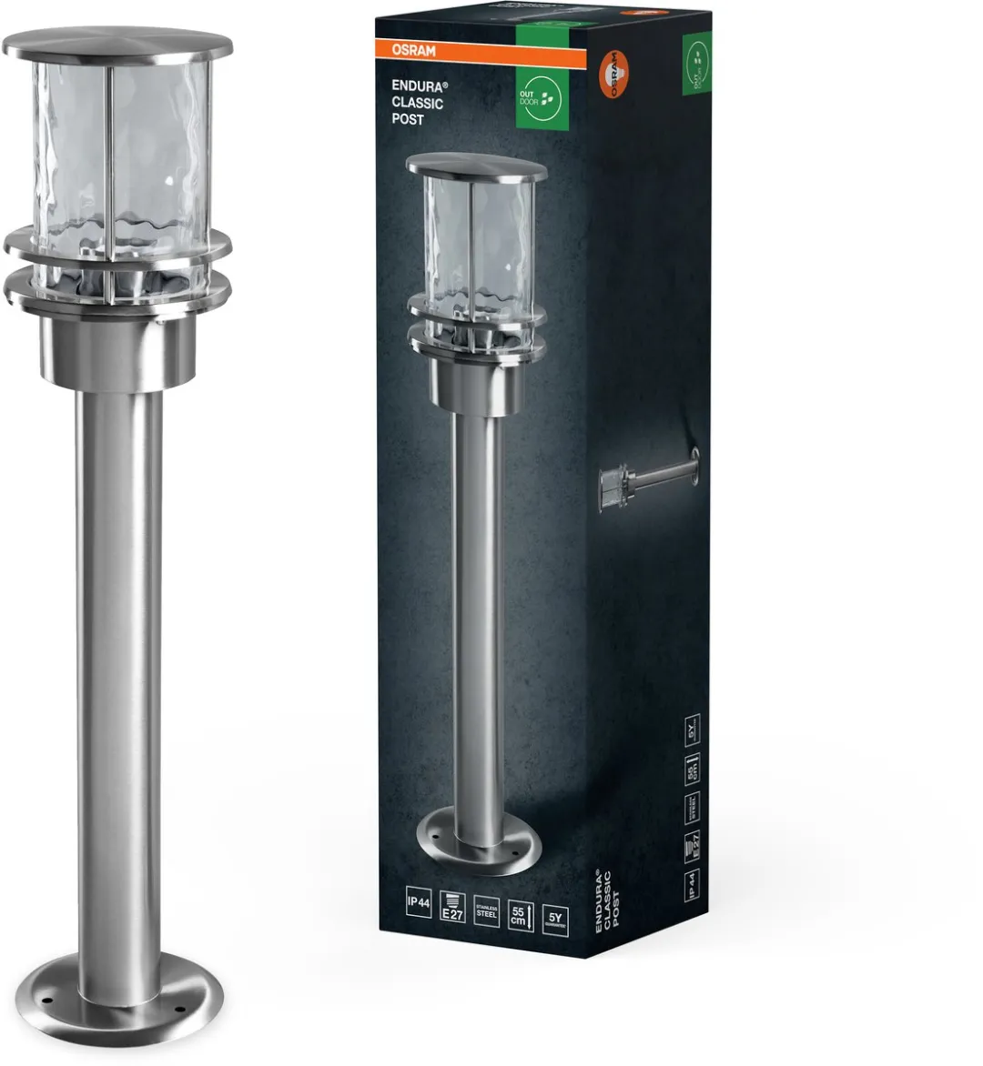 Osram Endura Classic Buitenlamp 55cm E27 - Roestvrij staal