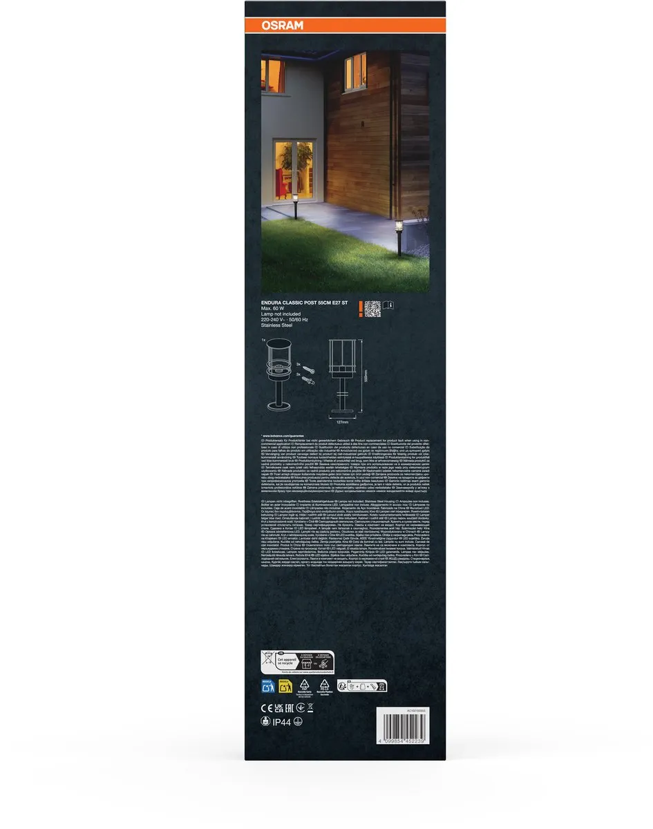 Osram Endura Classic Buitenlamp 55cm E27 - Roestvrij staal - afbeelding 6 van 6