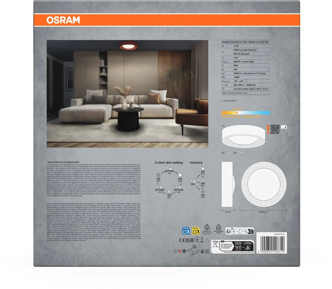 Osram Orbis Concrete Plafondlamp 13W 800lm - Bruin