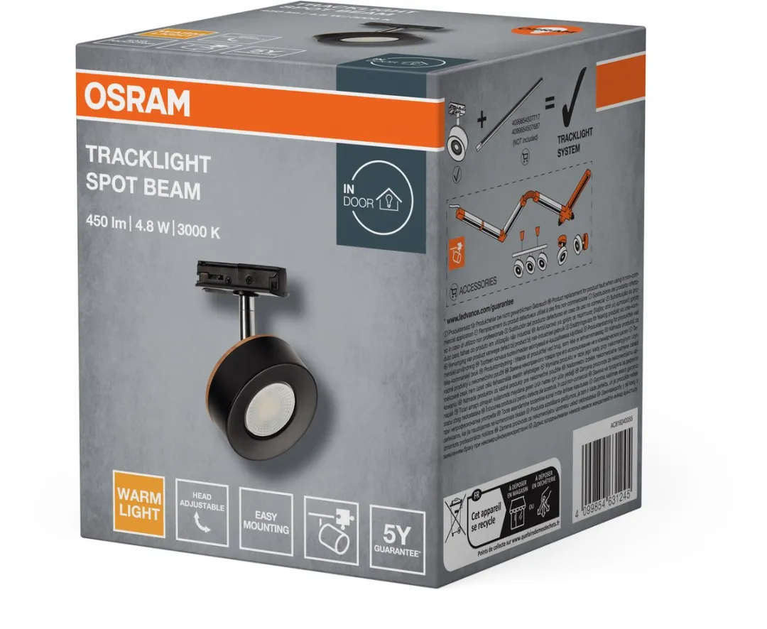 Osram Tracklight Spot Beam 4,8W 830 - 3000K - Zwart