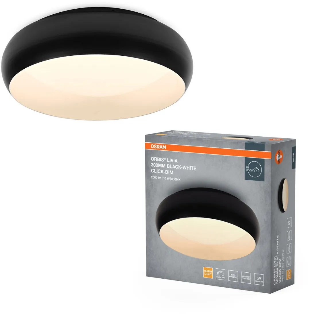Osram Orbis Livia LED Plafondlamp 16W 1000lm - Zwart/Wit