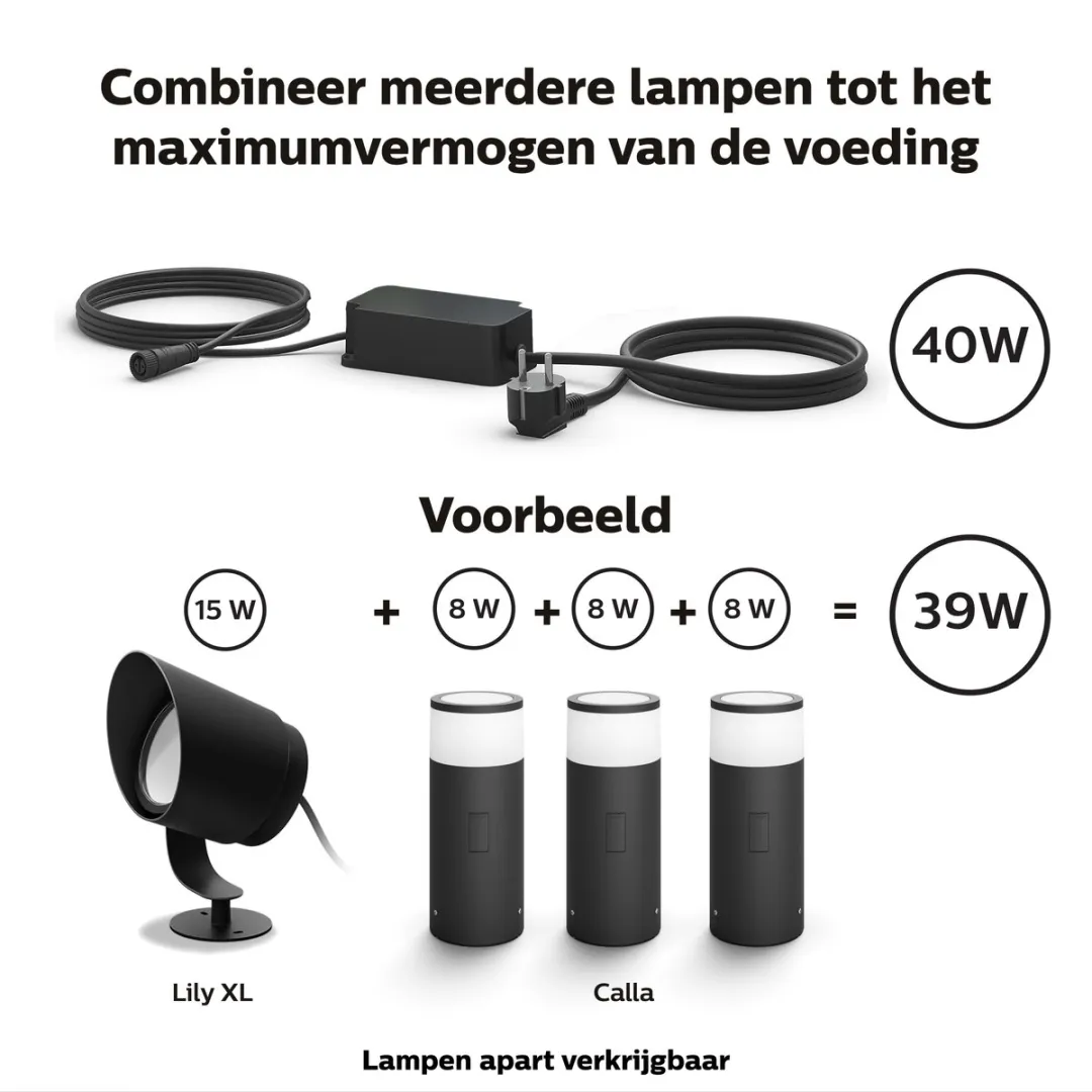 Philips Hue Voedingskabel Buiten 40W - Zwart