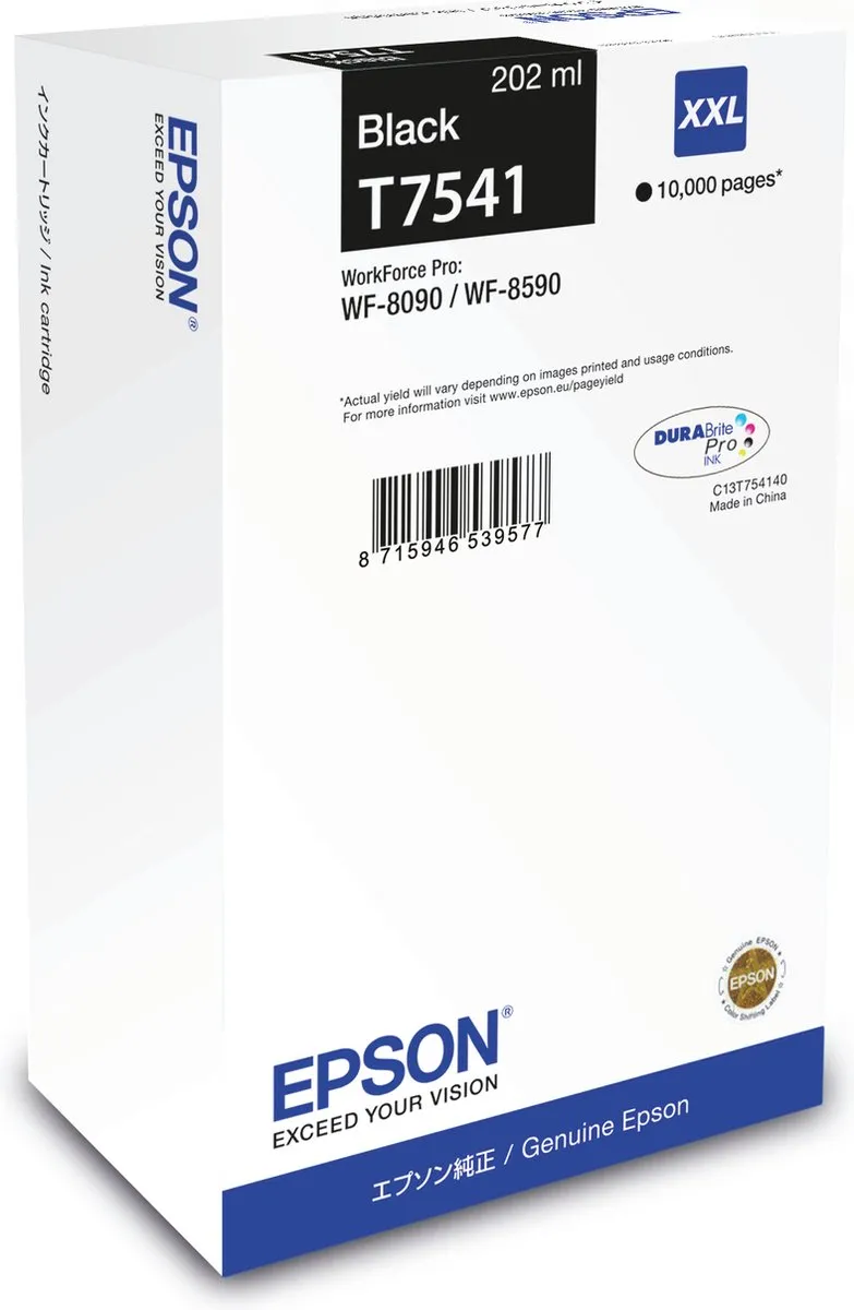 Epson T7541XXL Inktcartridge - 10.000 pagina's - Zwart