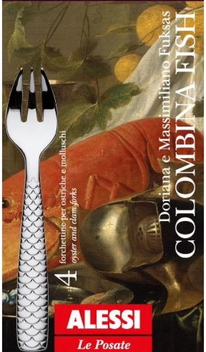 Alessi Colombina Fish Oestervork FM23/36S4 - 4 Stuks - Zilver