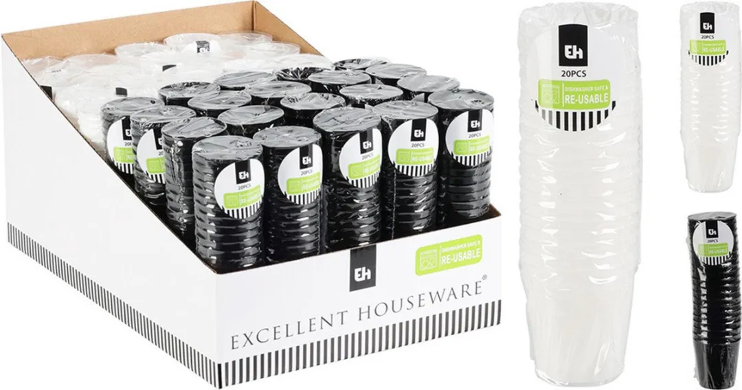 Excellent Houseware Shotglas 30ml - 60 Stuks - Wit