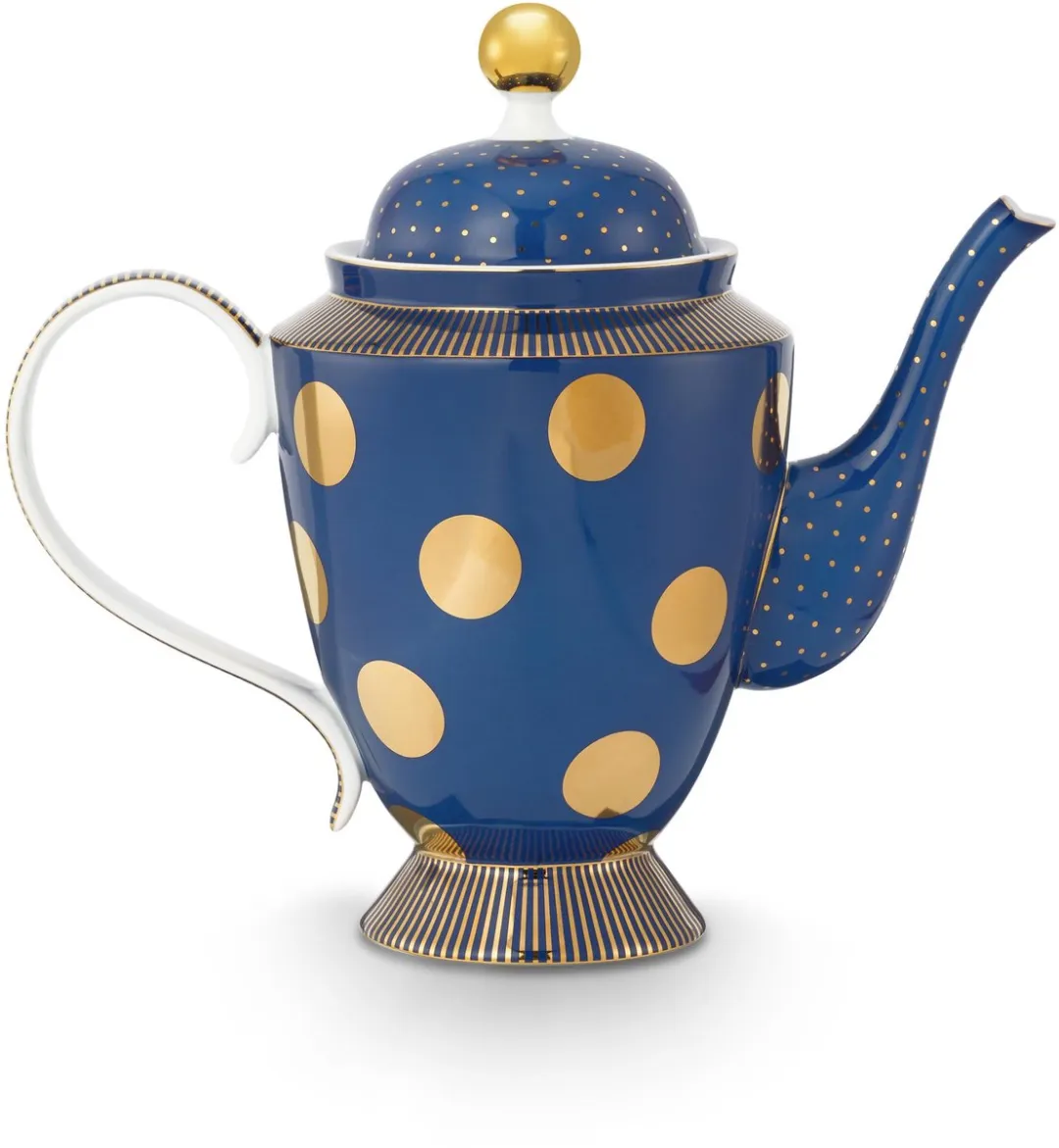 Pip Studio Theepot Dot Delight 1,25L - Donkerblauw/Goud