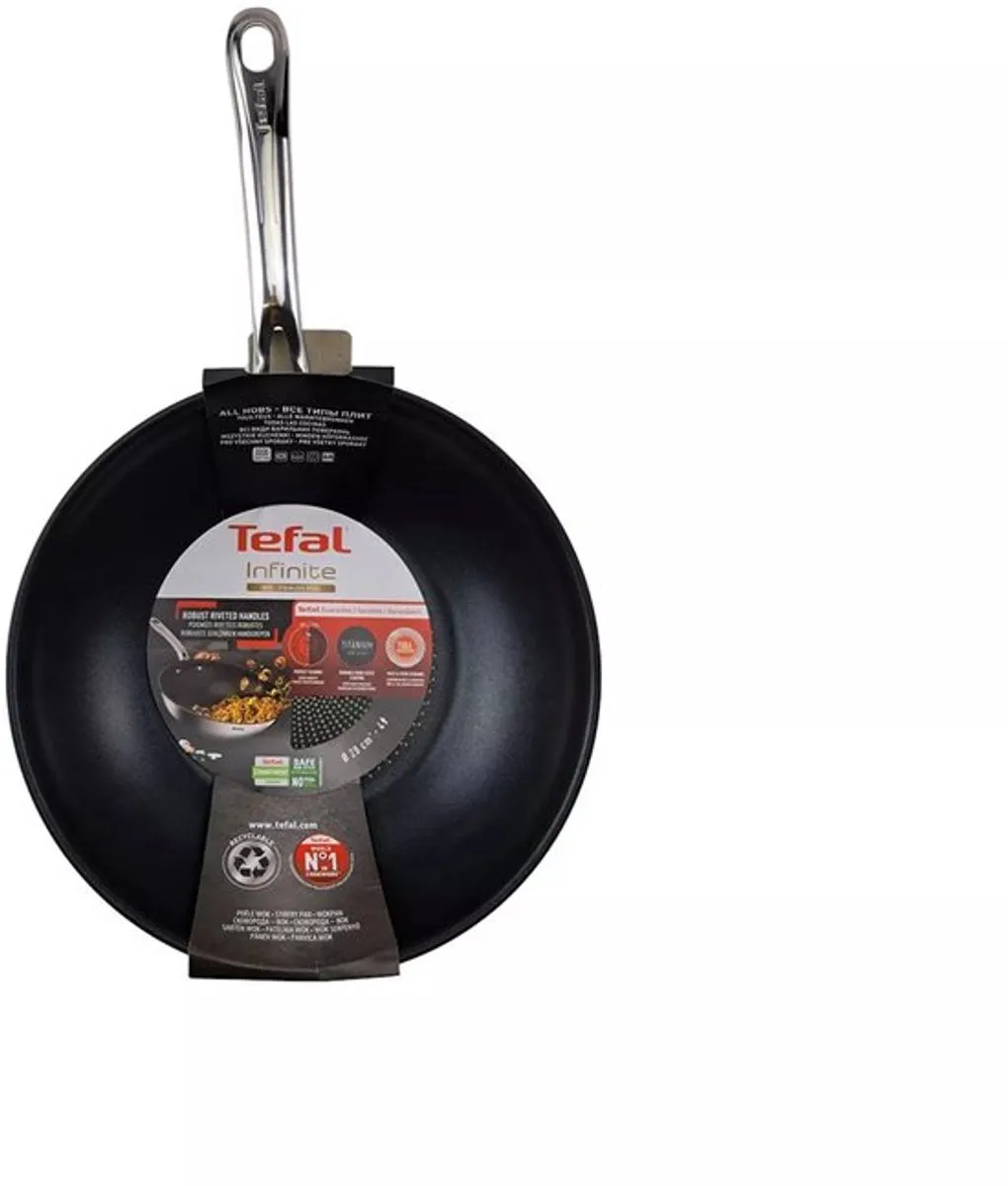 Tefal Wok Infinite 28cm - Zilver/Zwart - afbeelding 3 van 5