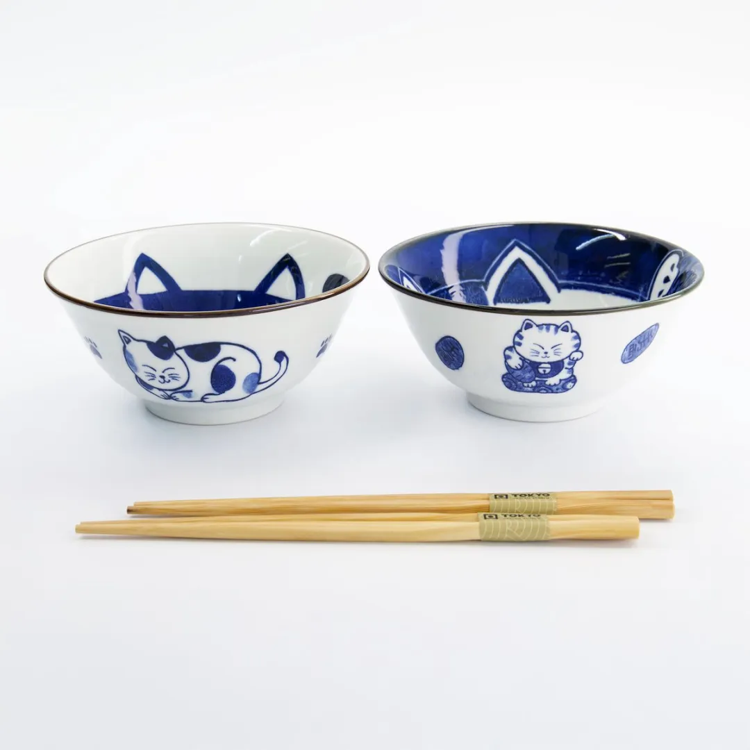 Tokyo Design Studio Kawaii Kom Giftset 2-delig - Blauw - 500ml