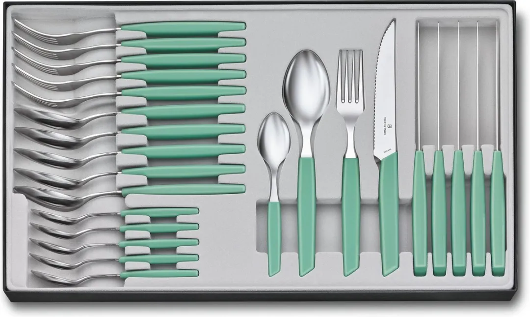 Victorinox Swiss Modern Bestekset 24-delig - Pastel Groen - RVS/PP