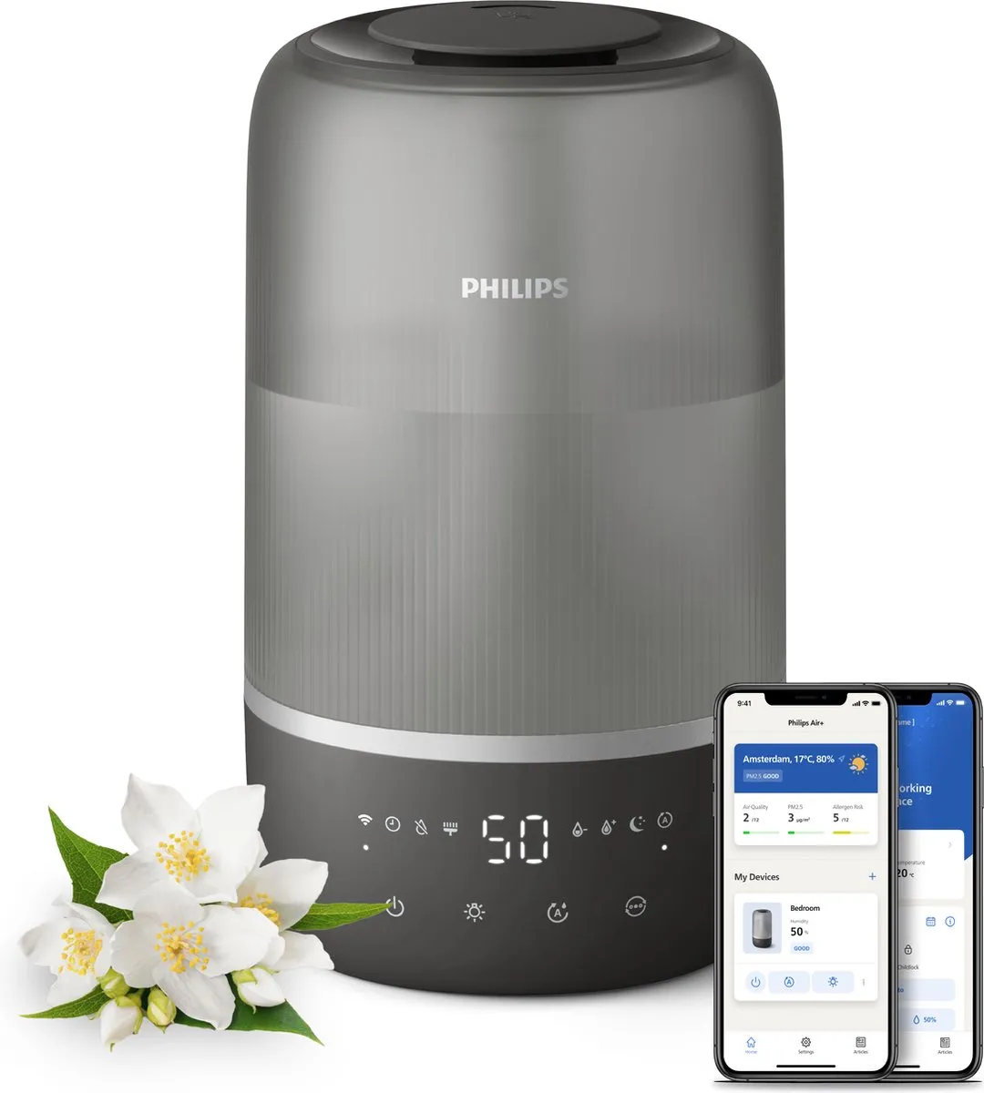 Philips 1000-serie HU1510/03 Luchtbevochtiger - 3L - Zilver