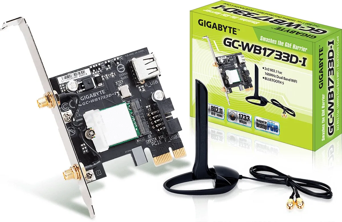 Gigabyte GC-WB1733D-I WLAN/Bluetooth Netwerkkaart 1733 Mbit/s