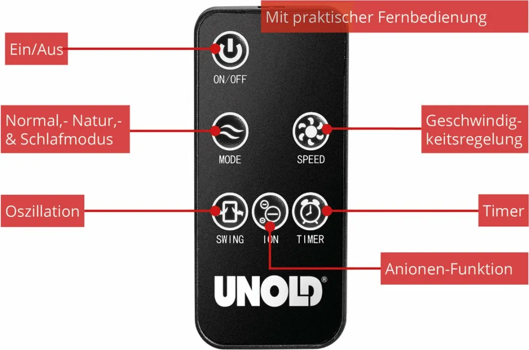 Unold Skyline Torenventilator UNOLD_788629 - 60W - Zwart - afbeelding 3 van 6