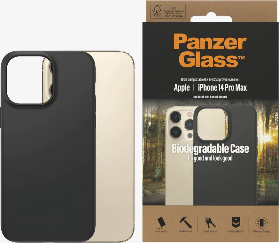 PanzerGlass Biologisch Afbreekbaar Hoesje iPhone 14 Pro Max - Zwart