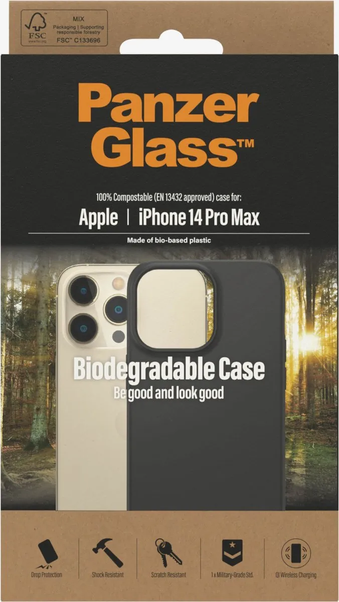 PanzerGlass Biologisch Afbreekbaar Hoesje iPhone 14 Pro Max - Zwart