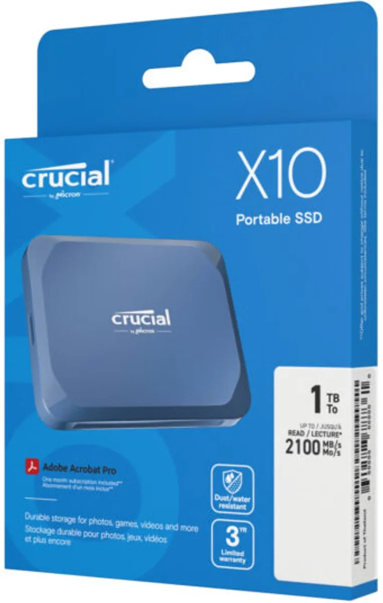 Crucial X10 Portable SSD 1TB - Blauw