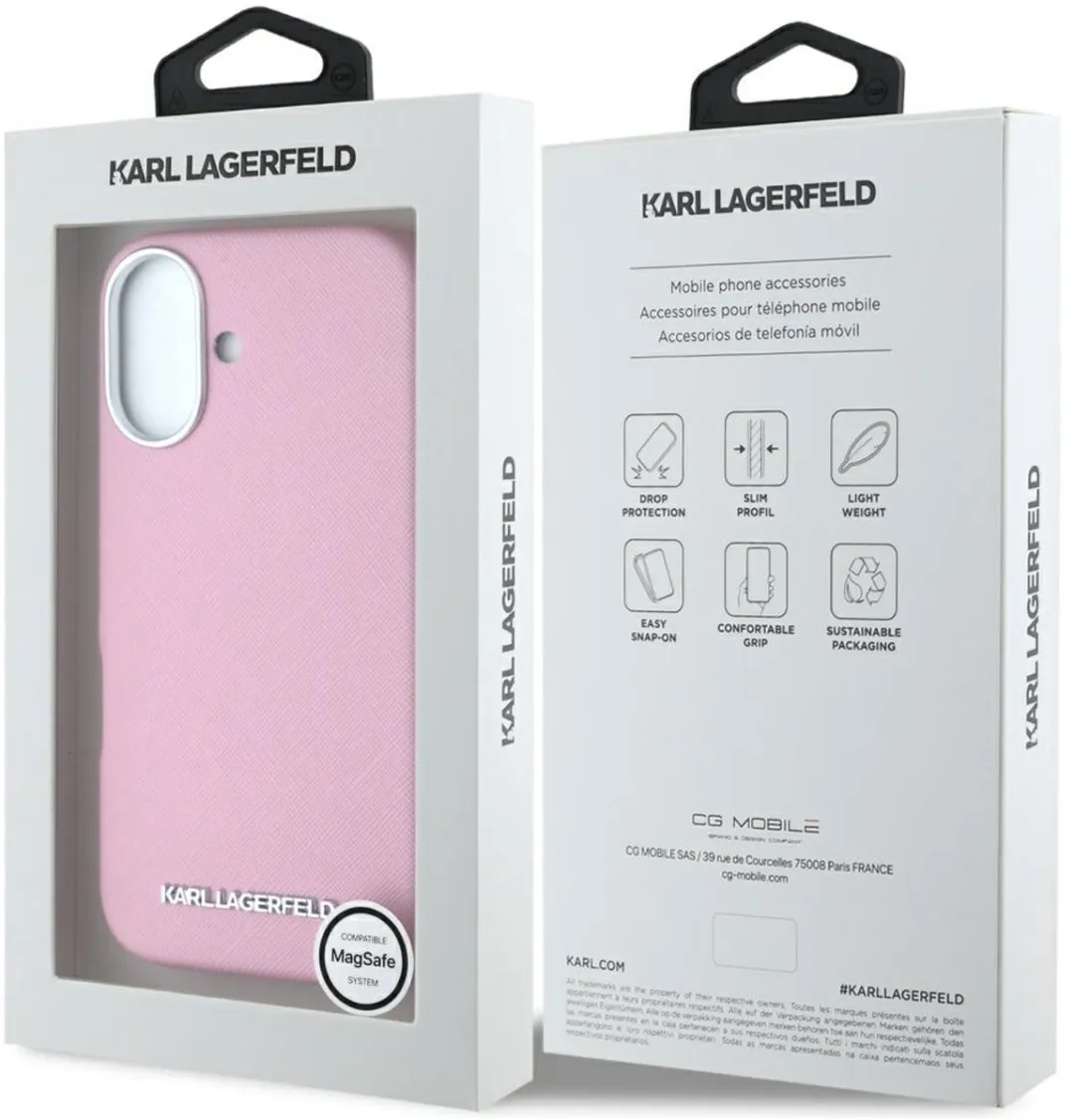 Karl Lagerfeld iPhone 16 Hoesje KLD21943 - Rood - Saffiano - MagSafe - afbeelding 6 van 6