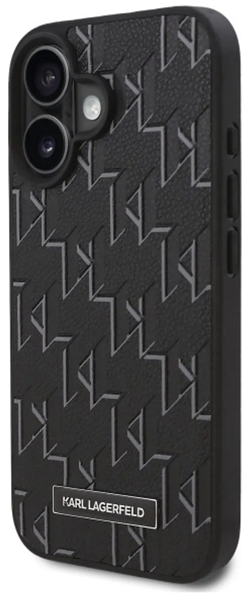 Karl Lagerfeld Hot Stamp Serie iPhone 16 Hoesje - MagSafe Zwart