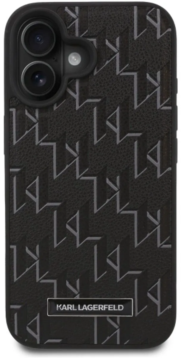 Karl Lagerfeld Hot Stamp Serie iPhone 16 Hoesje - MagSafe Zwart