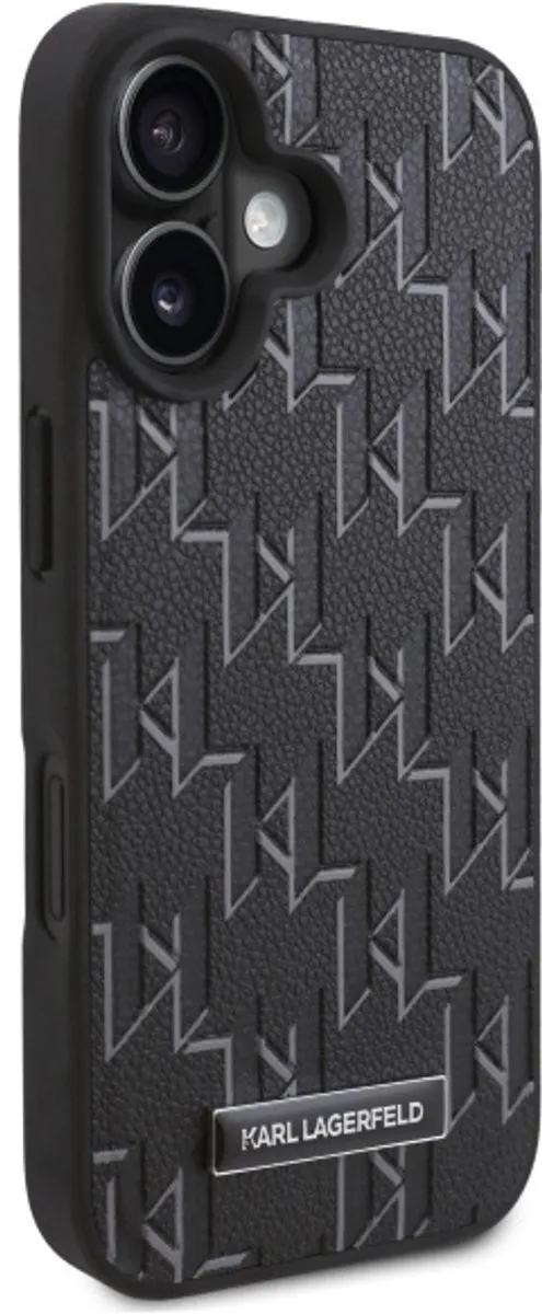 Karl Lagerfeld Hot Stamp Serie iPhone 16 Hoesje - MagSafe Zwart