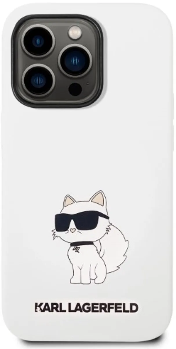 Karl Lagerfeld Silicone Hoesje iPhone 14 Pro Max 3666339086794 - Wit