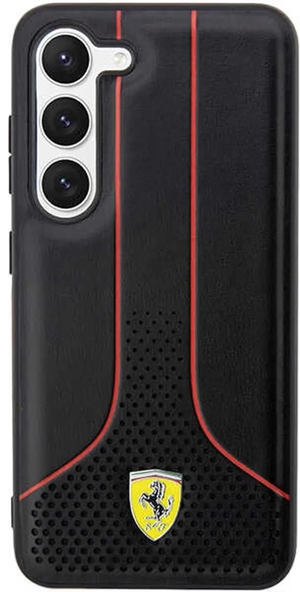Ferrari Perforated Back Case - Samsung Galaxy S23 Plus - Zwart