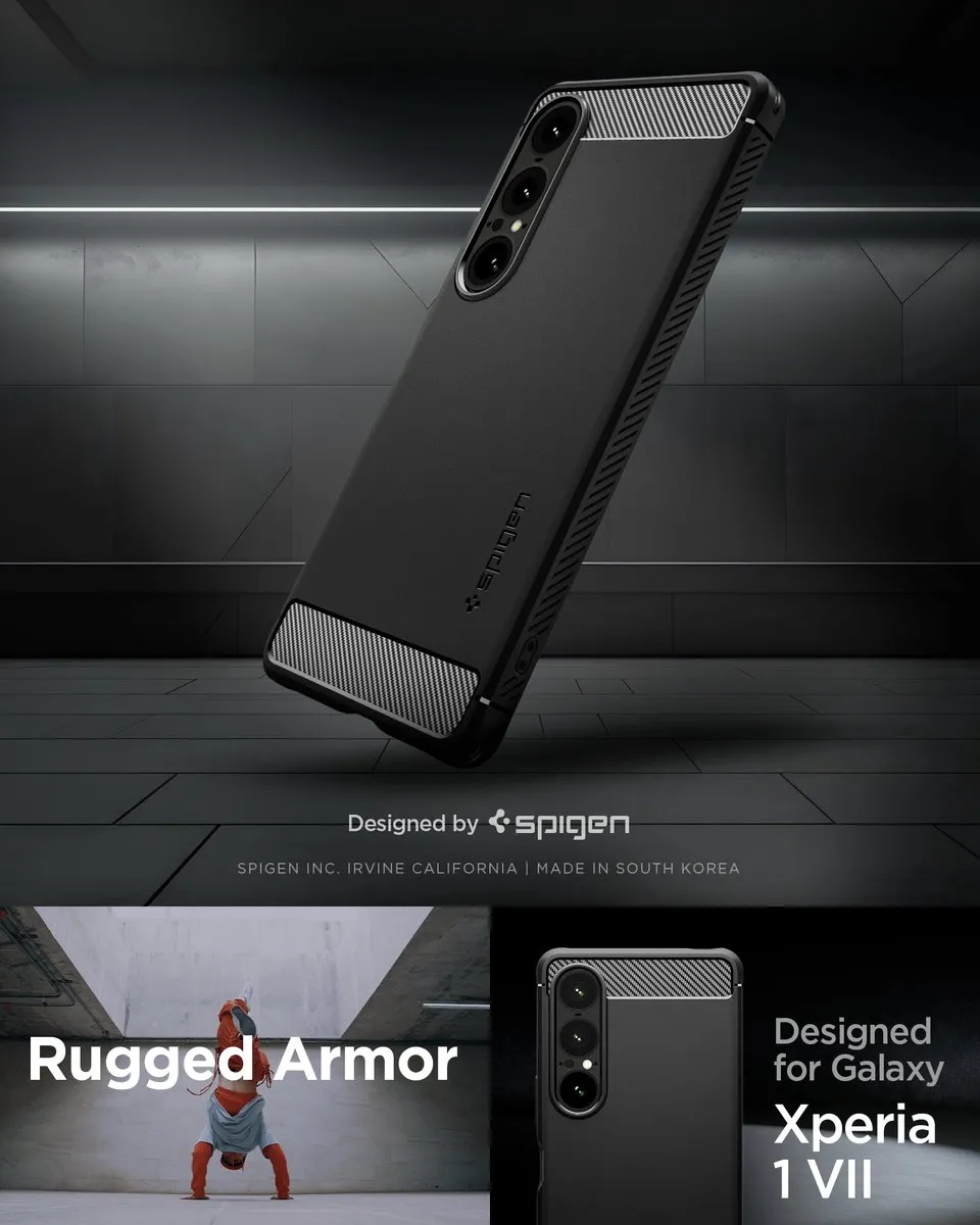 Spigen Rugged Armor Hoes Sony Xperia 10 VII - Zwart