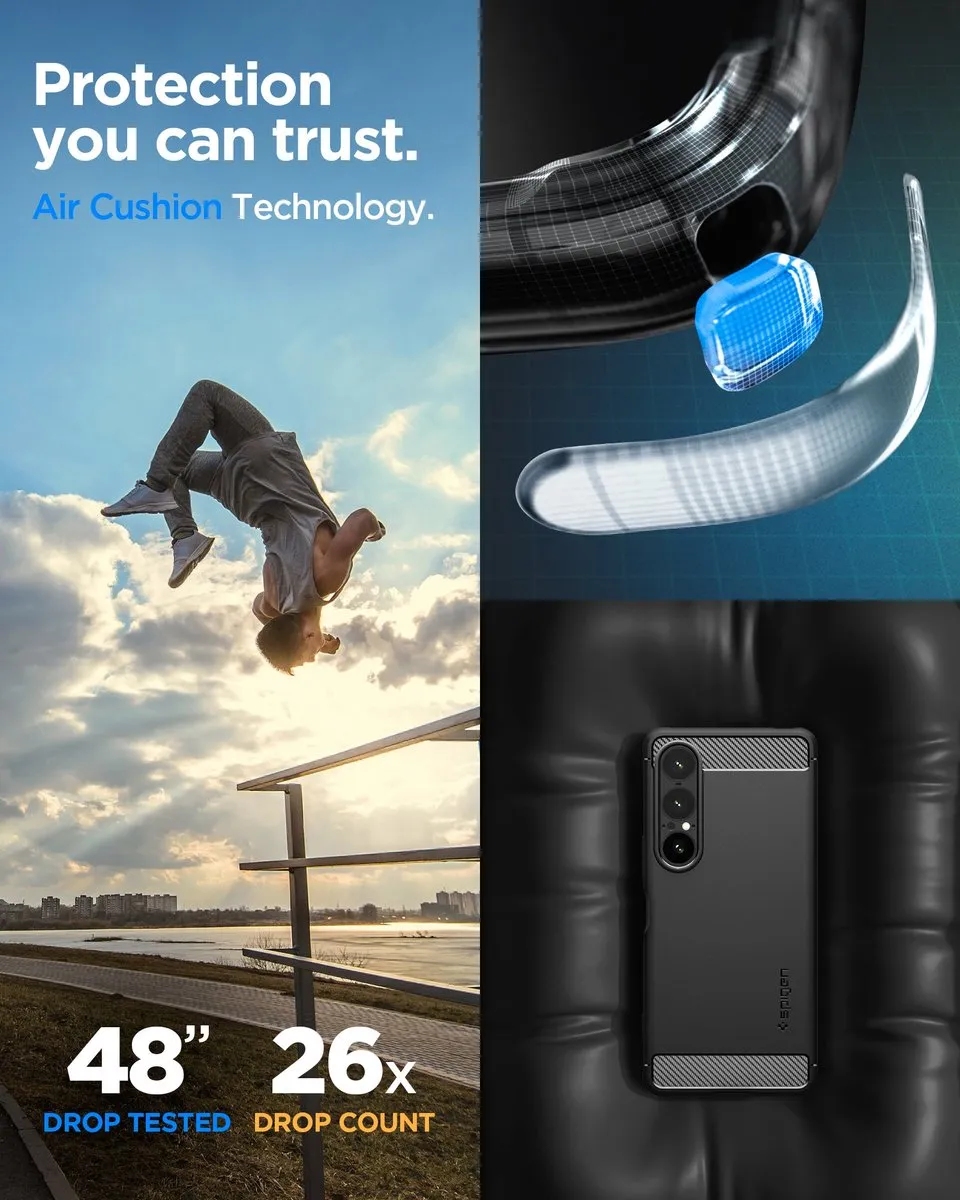 Spigen Rugged Armor Hoes Sony Xperia 10 VII - Zwart - afbeelding 6 van 6