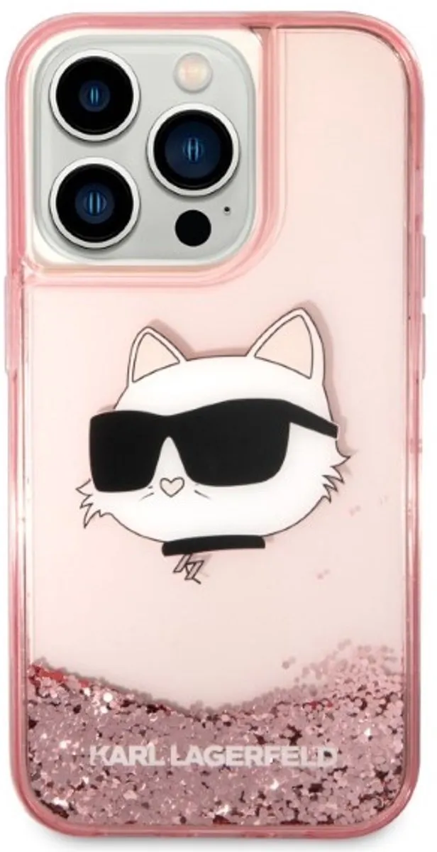 Karl Lagerfeld Glitter Serie iPhone 14 Pro Max Hoesje 3666339086992 - Roze