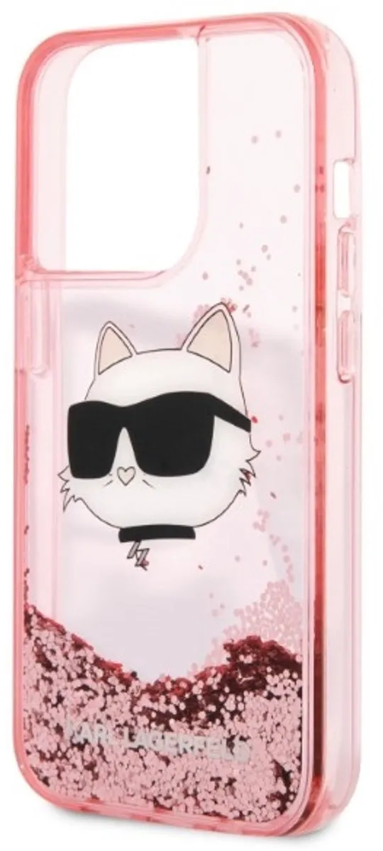 Karl Lagerfeld Glitter Serie iPhone 14 Pro Max Hoesje 3666339086992 - Roze