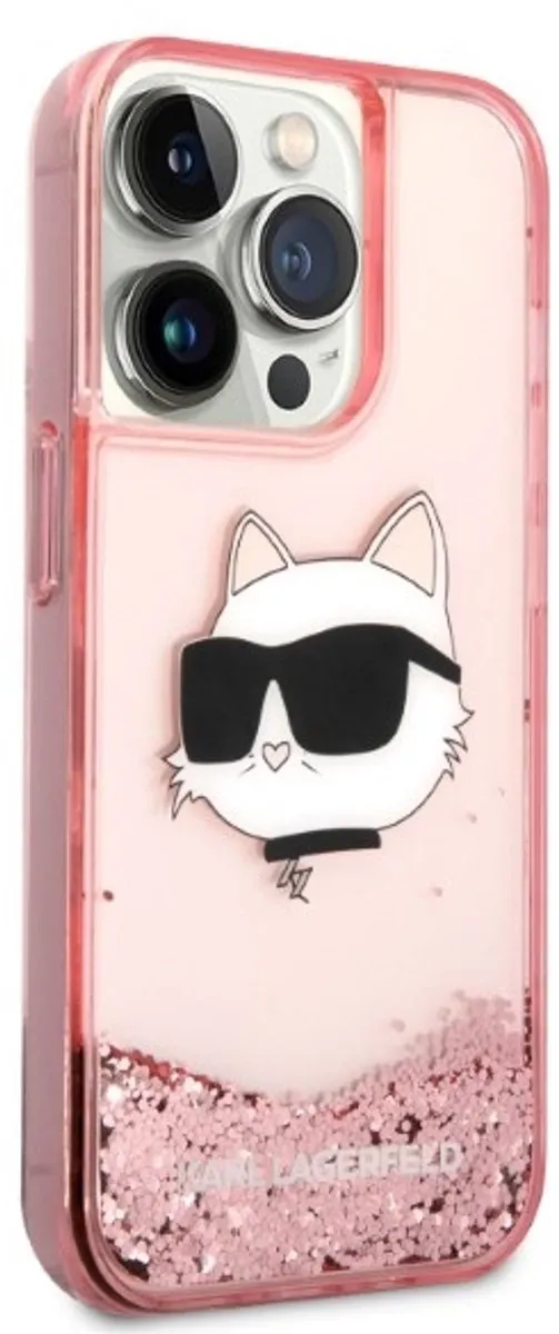 Karl Lagerfeld Glitter Serie iPhone 14 Pro Max Hoesje 3666339086992 - Roze - afbeelding 6 van 6