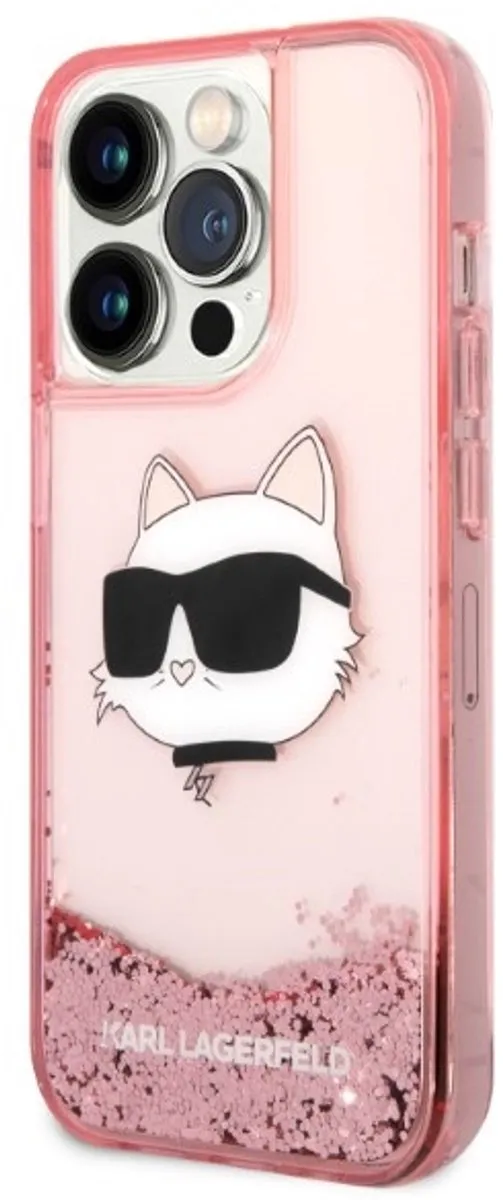 Karl Lagerfeld Glitter Serie iPhone 14 Pro Max Hoesje 3666339086992 - Roze