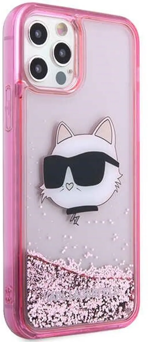 Karl Lagerfeld Glitter Choupette iPhone 12 Hoesje - Roze - afbeelding 6 van 6