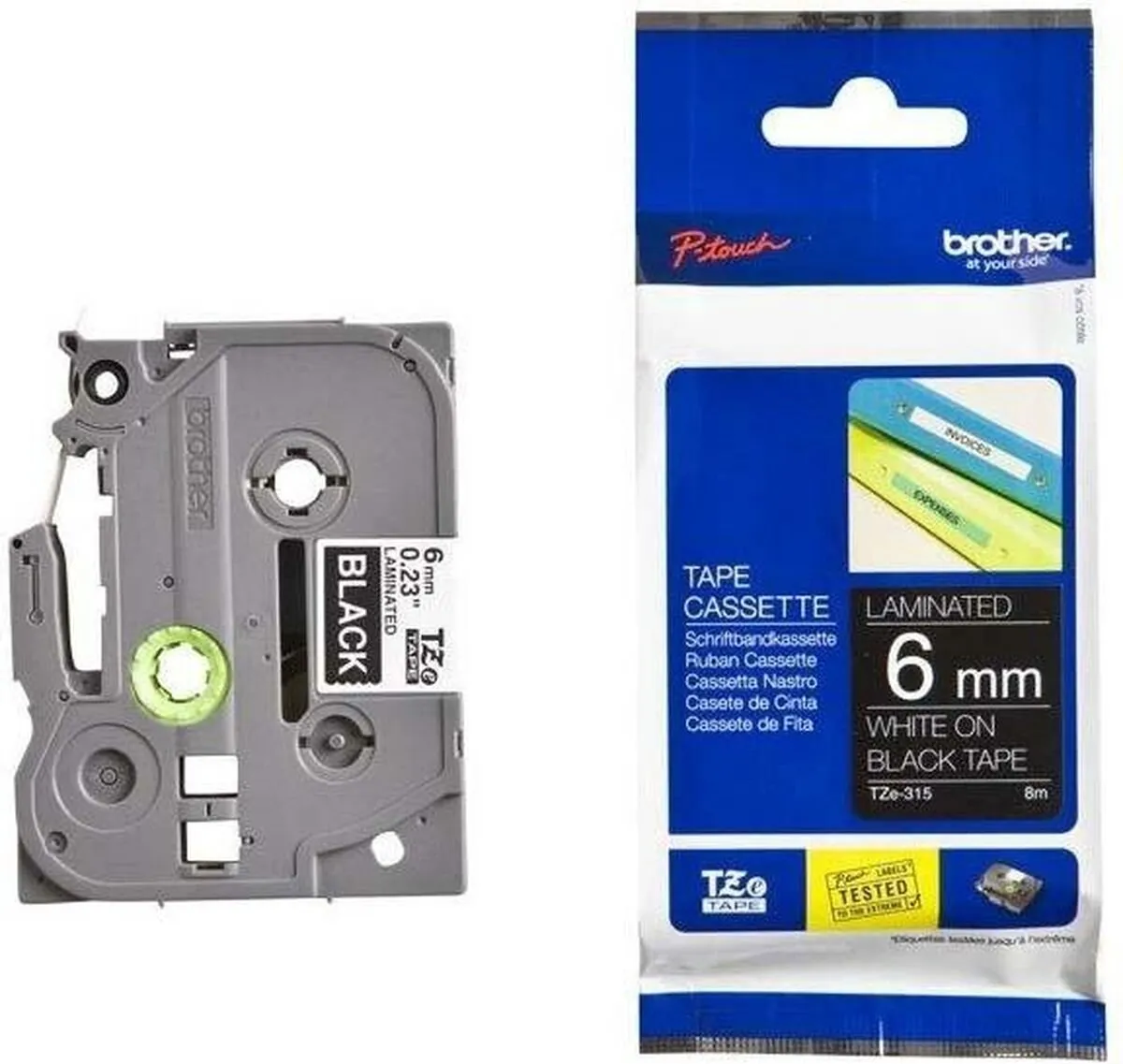 Brother TZE315 Laminatietape - Zwart/Grijs