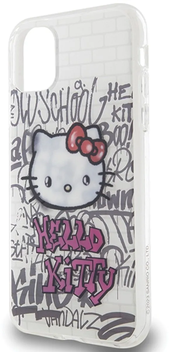 Hello Kitty Hardcase iPhone 11 - Kitty On Bricks Graffiti - Wit - afbeelding 5 van 6