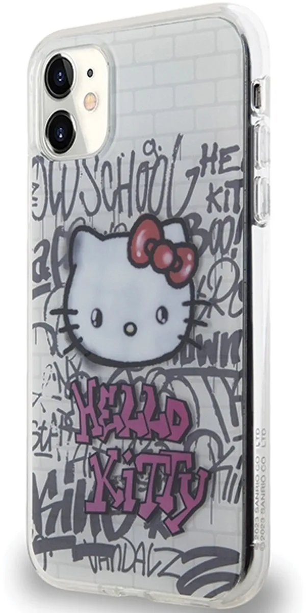 Hello Kitty Hardcase iPhone 11 - Kitty On Bricks Graffiti - Wit - afbeelding 2 van 6