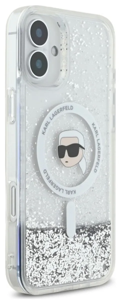 Karl Lagerfeld Liquid Glitter Hoesje iPhone 16 6.1" - MagSafe - KLHMP16SLGKISGH