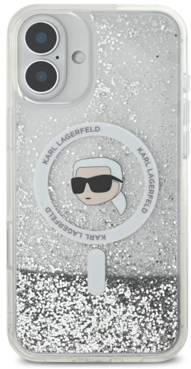 Karl Lagerfeld Liquid Glitter Hoesje iPhone 16 6.1" - MagSafe - KLHMP16SLGKISGH