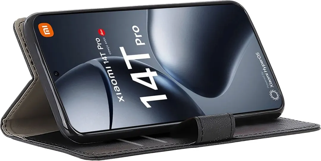 Just in Case Bookcase Classic Hoesje Xiaomi 14T Pro - 2 Pasjes - Zwart