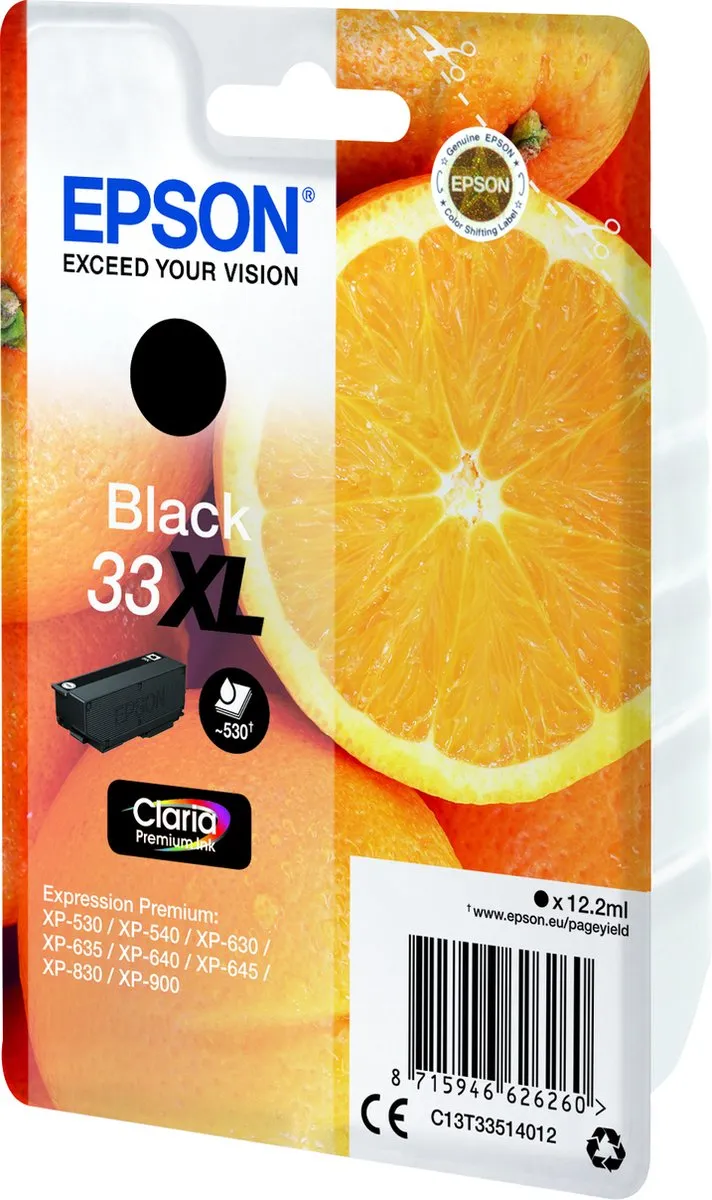 Epson 33XL Inktcartridge - Zwart - 530 pagina's