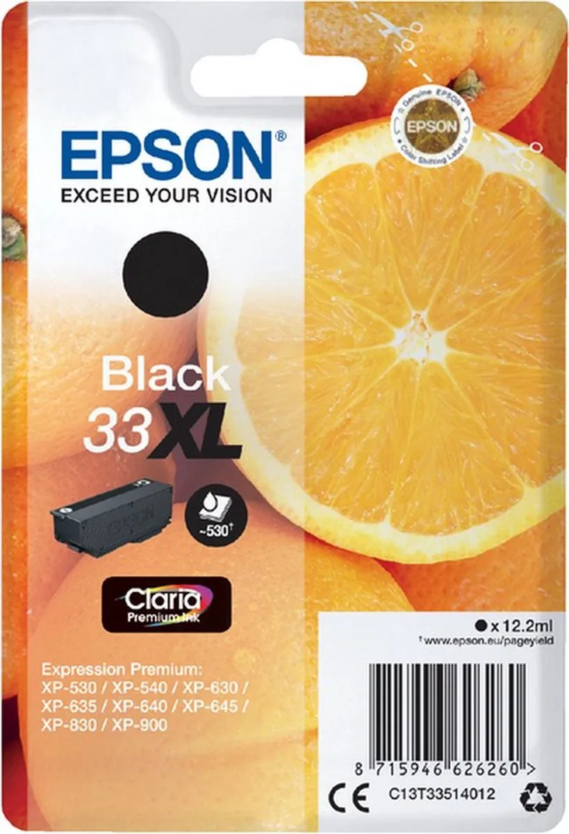 Epson 33XL Inktcartridge - Zwart - 530 pagina's