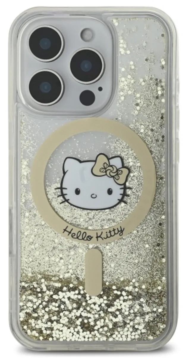 Hello Kitty Hoes iPhone 16 Pro MagSafe - Wit Goud Glitter