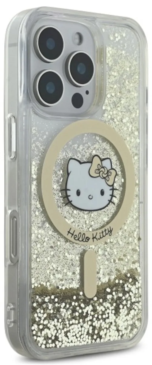 Hello Kitty Hoes iPhone 16 Pro MagSafe - Wit Goud Glitter - afbeelding 6 van 6