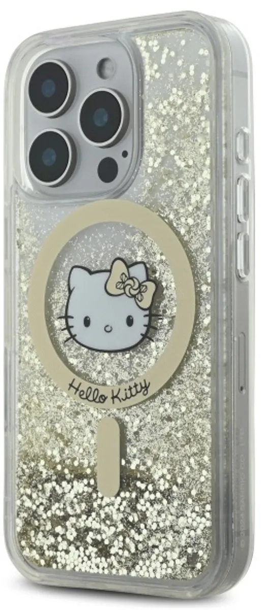 Hello Kitty Hoes iPhone 16 Pro MagSafe - Wit Goud Glitter