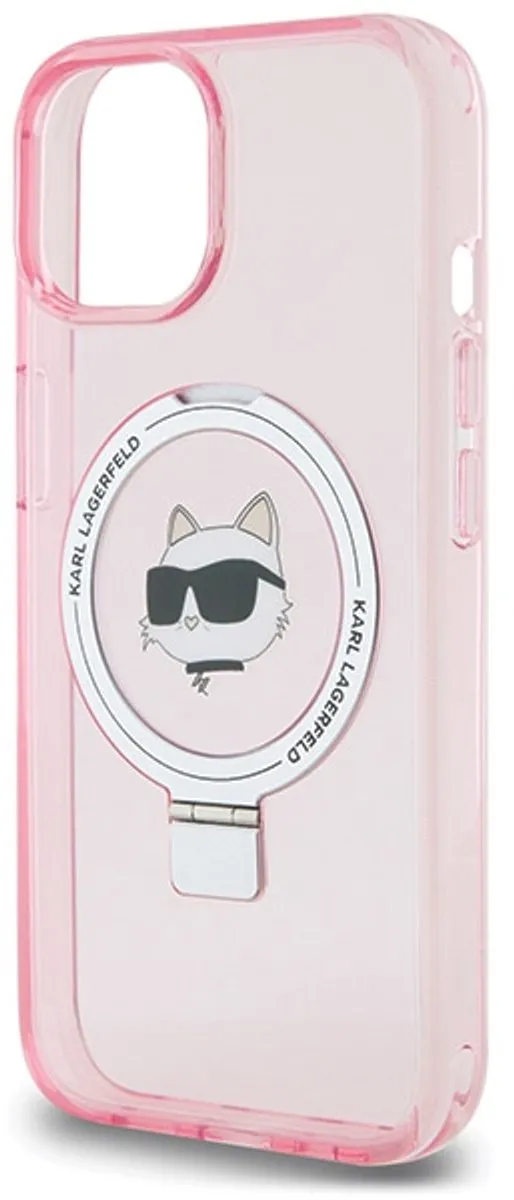 Karl Lagerfeld Choupette Design iPhone 15 Hoesje - MagSafe - Roze