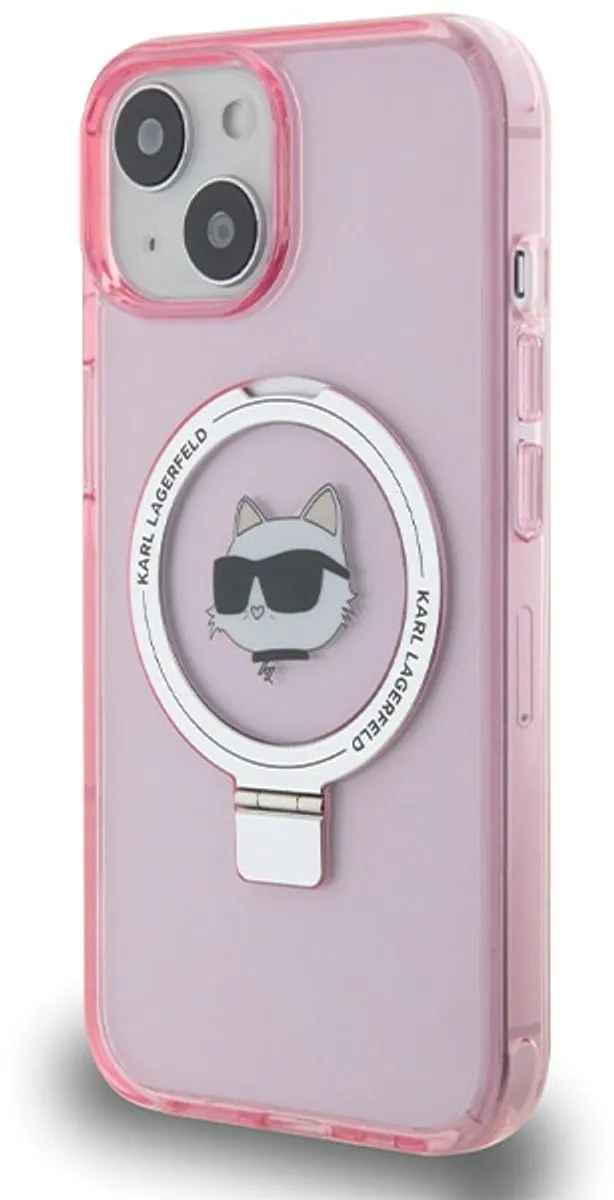 Karl Lagerfeld Choupette Design iPhone 15 Hoesje - MagSafe - Roze - afbeelding 6 van 6