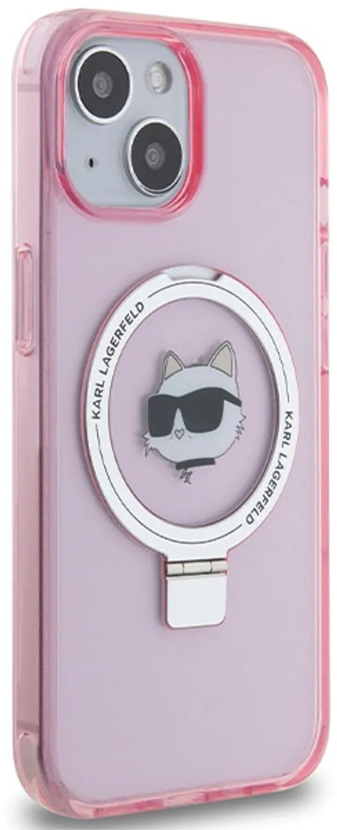 Karl Lagerfeld Choupette Design iPhone 15 Hoesje - MagSafe - Roze