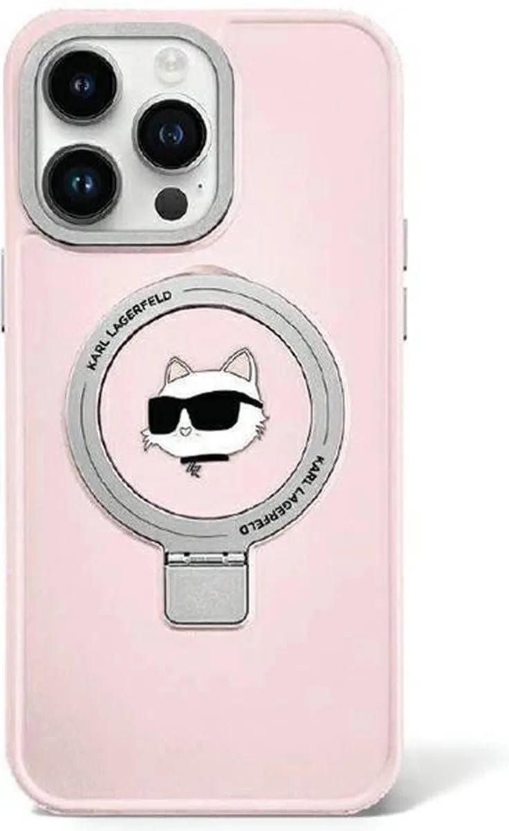 Karl Lagerfeld Choupette Design iPhone 15 Hoesje - MagSafe - Roze