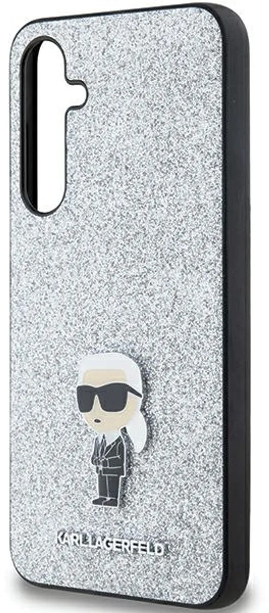 Karl Lagerfeld Matrasbeschermhoes Glitter Zilver - Metal Pin Ikonik