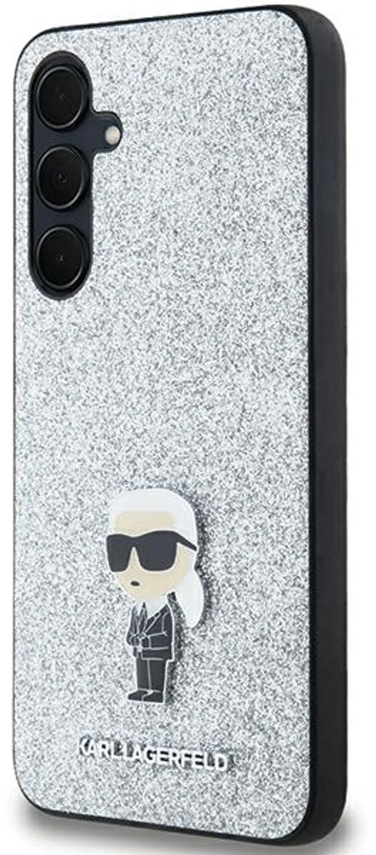 Karl Lagerfeld Matrasbeschermhoes Glitter Zilver - Metal Pin Ikonik